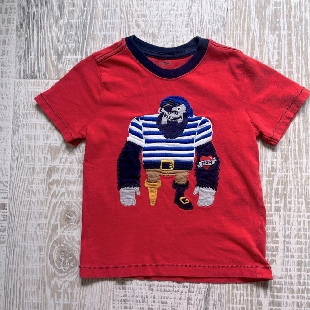 Little boys Gymboree pirate Gorilla Peg Leg T-shirt 4T toddler red